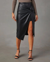 Women's Split Mid - Length Hot Girl Leather Hip Skirt - Weriion