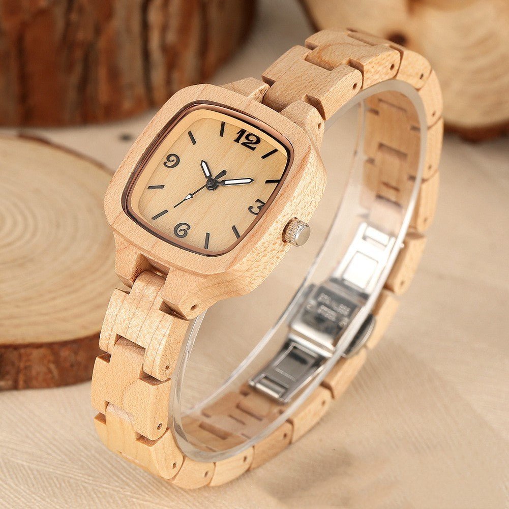 Women's Square Bamboo Wood Watch - Weriion