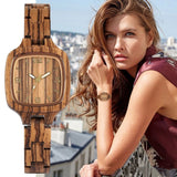 Women's Square Bamboo Wood Watch - Weriion