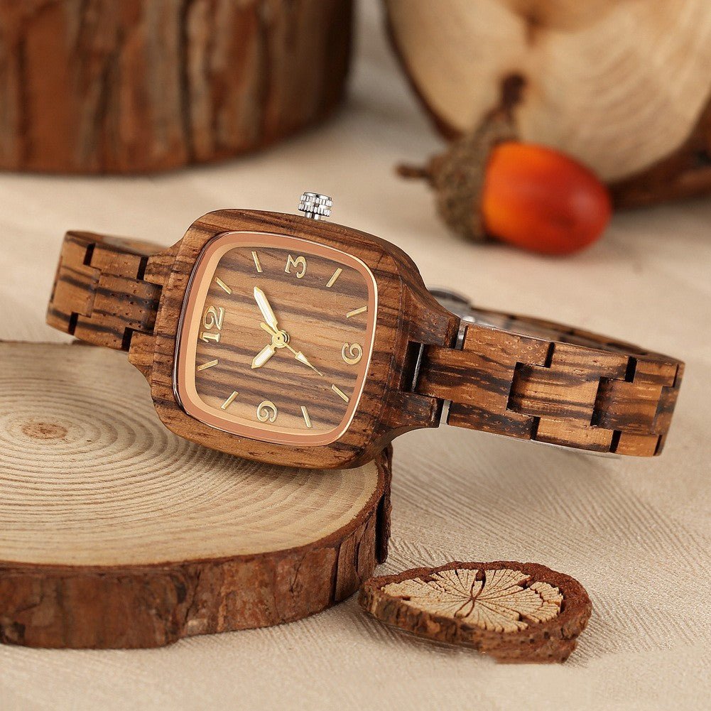 Women's Square Bamboo Wood Watch - Weriion