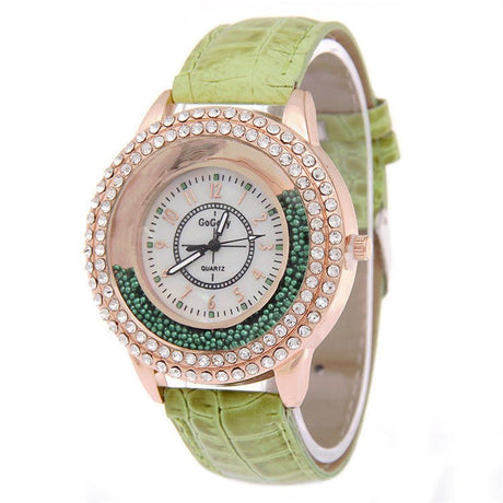 Women's Stainless Steel Quartz Watch With Imitation Leather Strap - Weriion