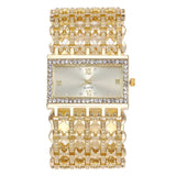 Women's Steel Band Rectangular Shaped Rhinestone Watch - Weriion