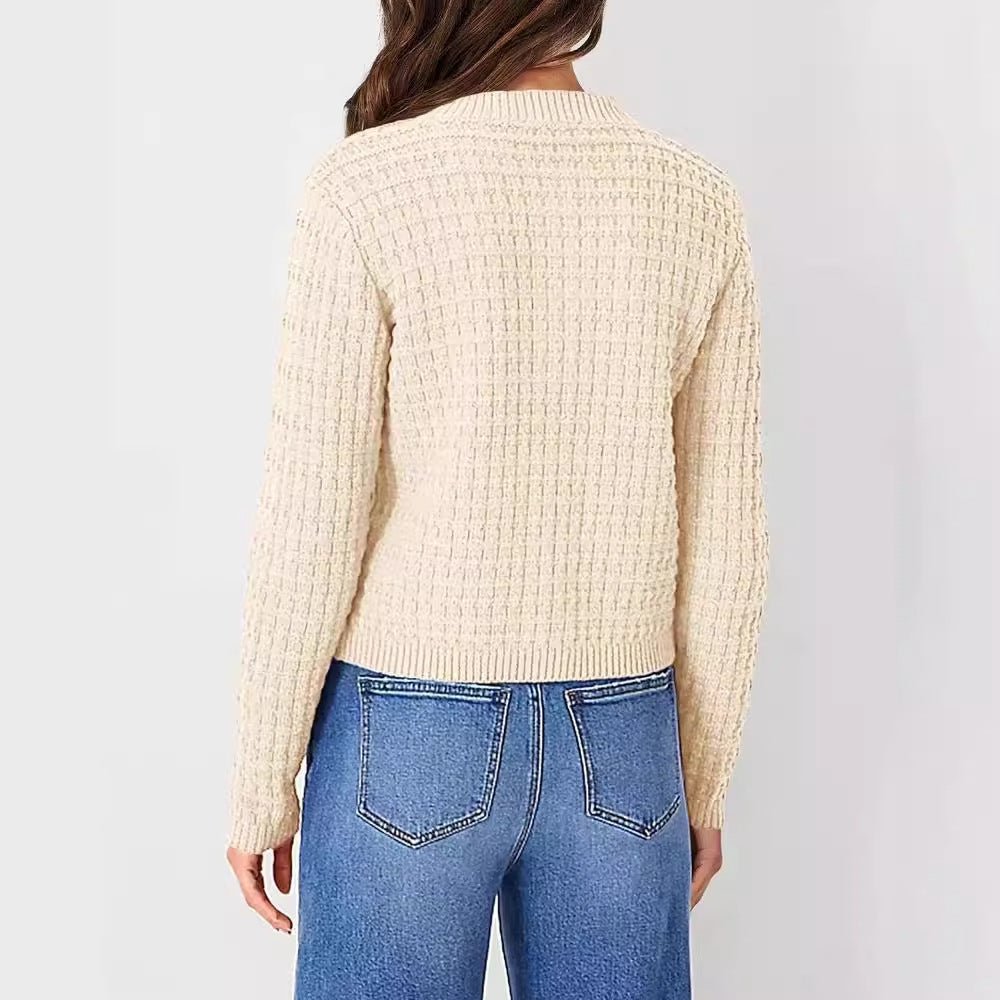 Women's Temperament Crew Neck Knitted Sweater Coat - Weriion