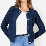 Women's Temperament Crew Neck Knitted Sweater Coat - Weriion