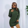 Women's Winter Turtleneck Long Sweater Dress With Leisure Button Design - Weriion