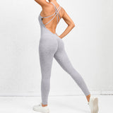 Yoga Jumpsuit With Cross - Strap Back Design Quick - Drying Tight - Fitting Running Sports Fitness Womens Gym Clothing - Weriion