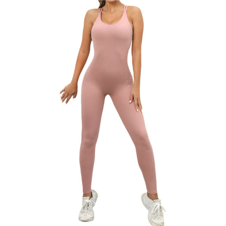 Yoga Jumpsuit With Cross - Strap Back Design Quick - Drying Tight - Fitting Running Sports Fitness Womens Gym Clothing - Weriion