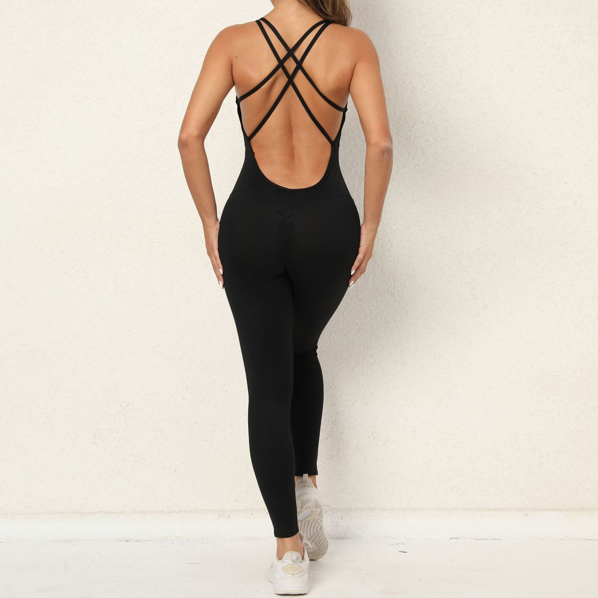 Yoga Jumpsuit With Cross - Strap Back Design Quick - Drying Tight - Fitting Running Sports Fitness Womens Gym Clothing - Weriion