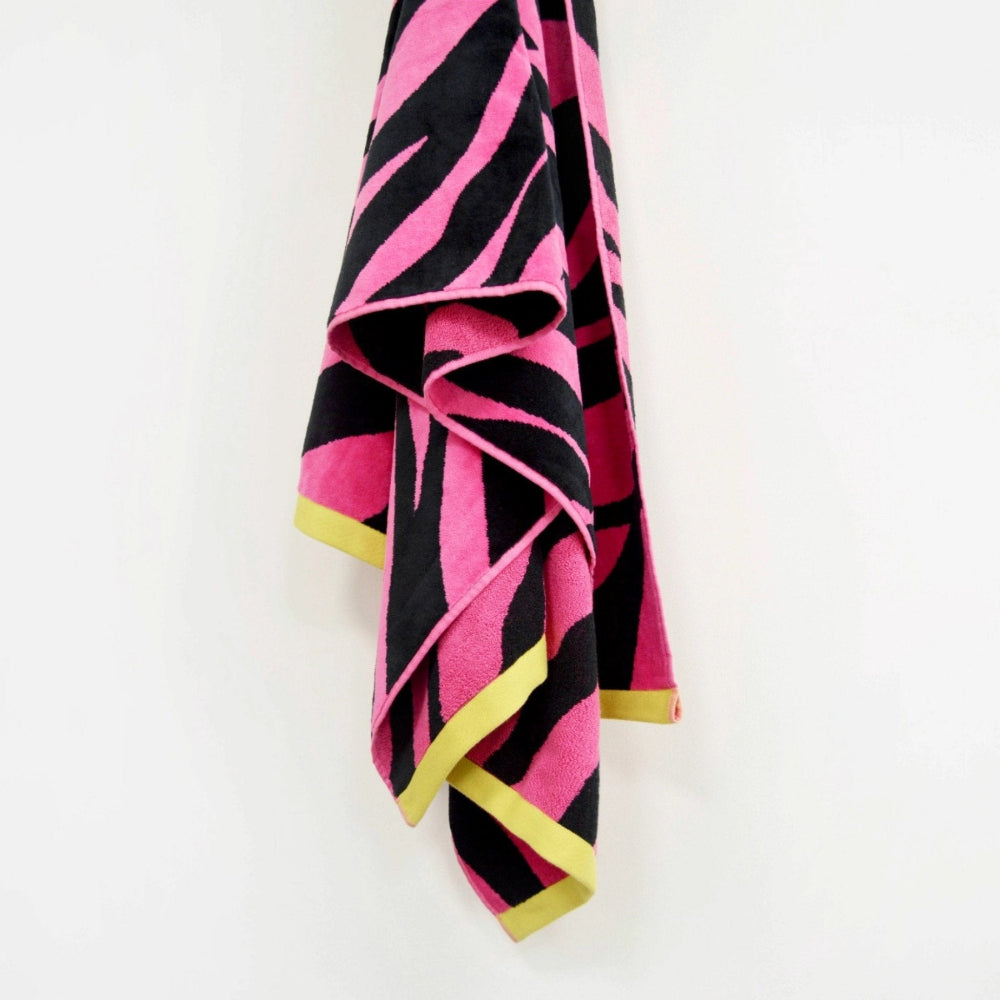 Pink & Black Towel With Zebra Pattern