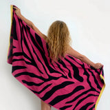 Pink & Black Towel With Zebra Pattern