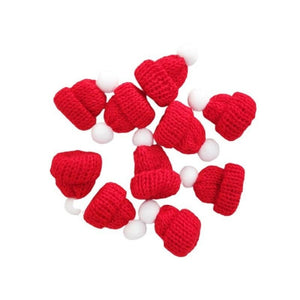 10pcs Small Cute Knitted Santa Claus Hats For Christmas Decoration - Weriion