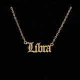 12 Zodiac Letter Constellations Pendants Necklaces For Women And Men Libra Scorpio Virgo Sagittarius Capricorn Aquarius - Weriion