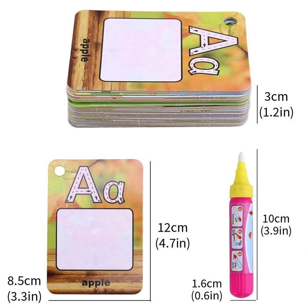 26 English Learning Water Drawing Cards With 2 Pens - Weriion