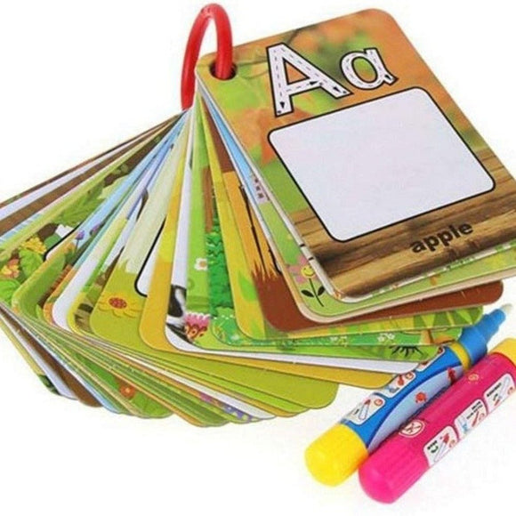 26 English Learning Water Drawing Cards With 2 Pens - Weriion