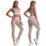 2PCS Set Seamless Women Serpentine Pattern Sports Bra And Yoga Pants - Weriion