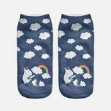 3D Print Unicorn Women's Cute Casual Popular Ankle Socks - Weriion