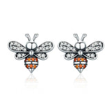 925 Sterling Silver Bee Earrings - Weriion