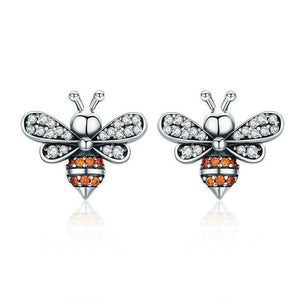 925 Sterling Silver Bee Earrings - Weriion