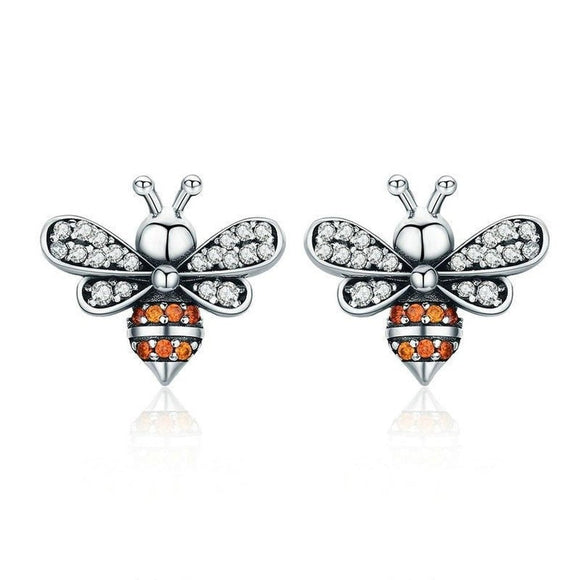 925 Sterling Silver Bee Earrings - Weriion