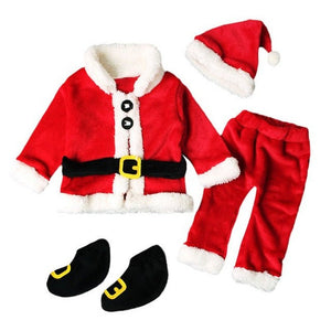 Baby Santa Claus Outfit 4pcs Top+Pants+Hat+One Pair Of Socks - Weriion