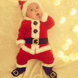 Baby Santa Claus Outfit 4pcs Top+Pants+Hat+One Pair Of Socks - Weriion