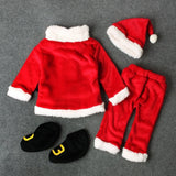 Baby Santa Claus Outfit 4pcs Top+Pants+Hat+One Pair Of Socks - Weriion