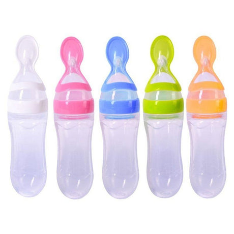 Baby Silicone Squeezing Milk Feeding Bottle - Weriion