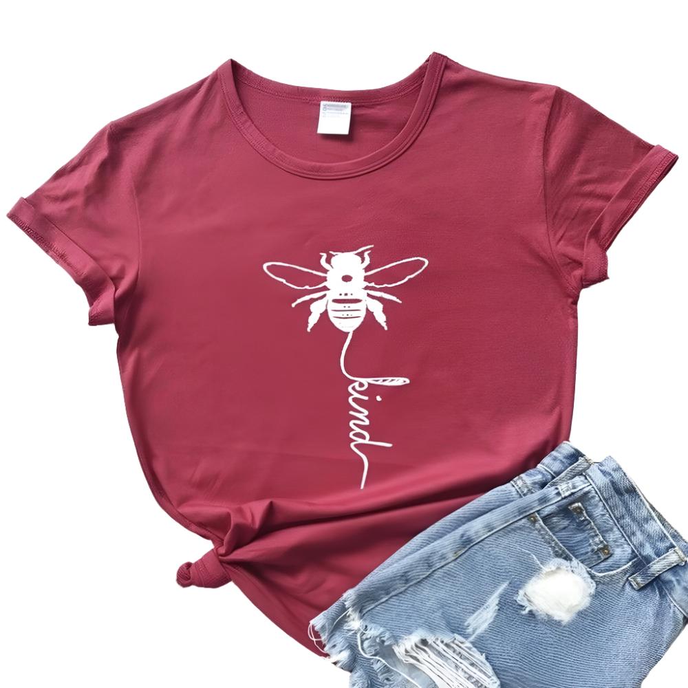 Bee Kind Print Cotton T-Shirt - Weriion