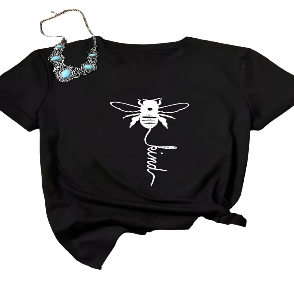 Bee Kind Print Cotton T-Shirt - Weriion