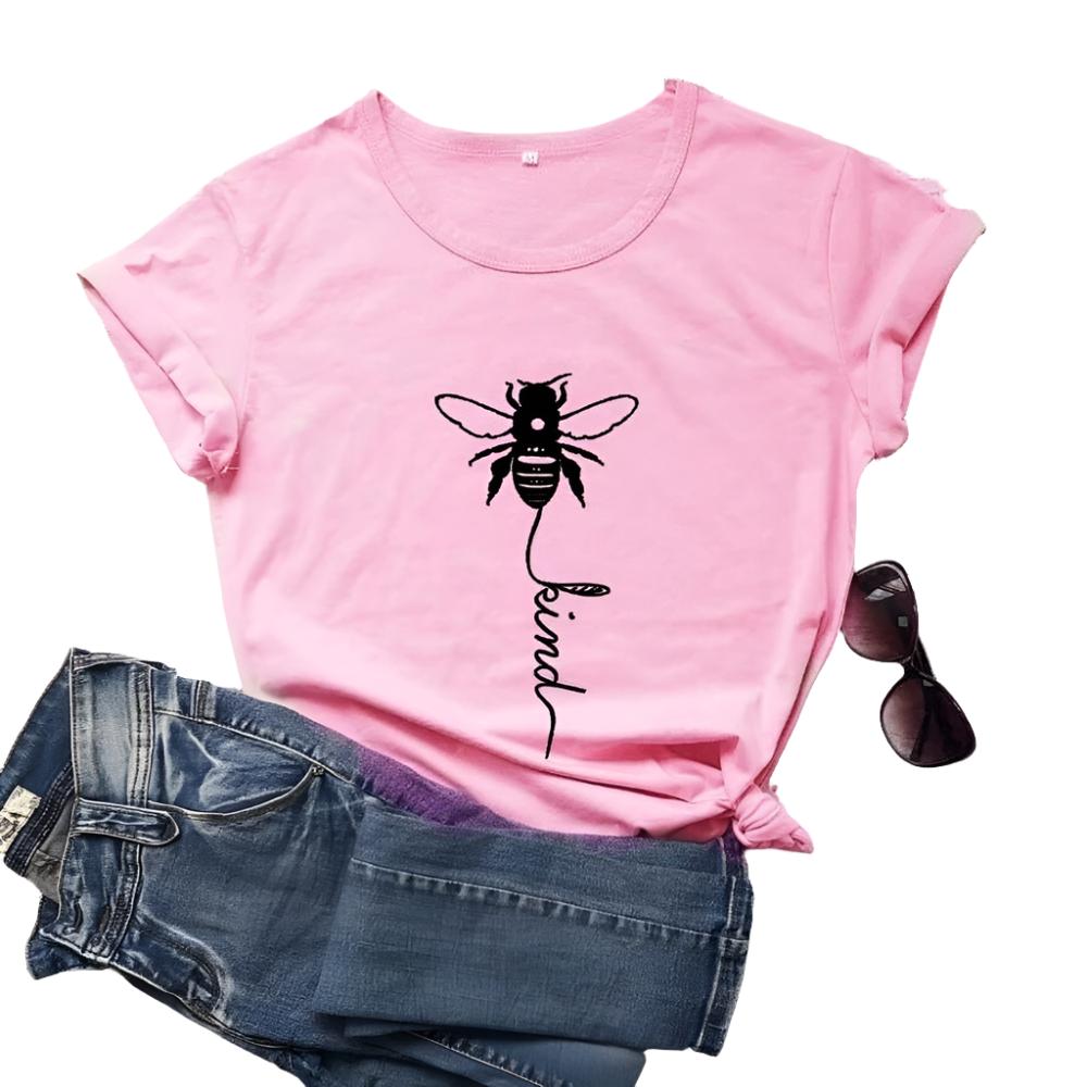 Bee Kind Print Cotton T-Shirt - Weriion