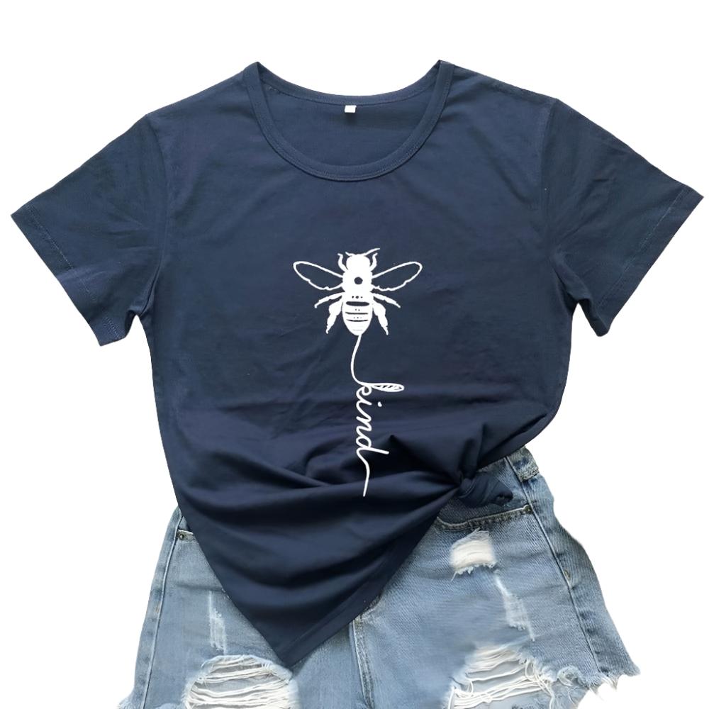 Bee Kind Print Cotton T-Shirt - Weriion