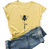 Bee Kind Print Cotton T-Shirt - Weriion