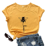 Bee Kind Print Cotton T-Shirt - Weriion