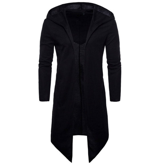 Black Comfortable Hooded Coat For Men - Weriion