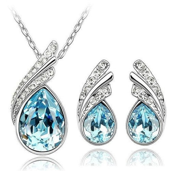 Bridal Jewelry set Austrian Crystal fashion pendant necklace earrings jewelry sets - Weriion