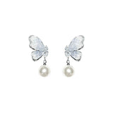 Butterfly Earrings With Imitation Pearls - Weriion