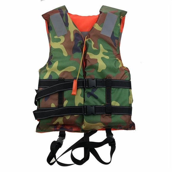 Camouflage Green Life Jacket Survival Gear Swimming Drifting Fishing - Weriion
