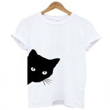 Cat Looking Out Funny Women's Casual T-Shirt - Weriion