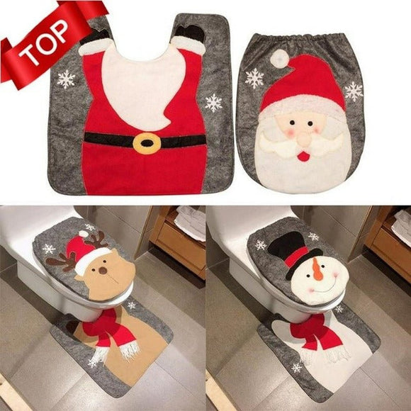 Christmas Themed Toilet Decorations Rug & Seat Cover - Weriion