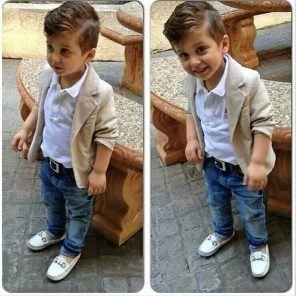 Clothes Set For Boys Jacket + Shirt + Jeans - Weriion