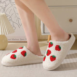 Comfortable Strawberry Themed Winter Cotton Slippers - Weriion