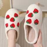 Comfortable Strawberry Themed Winter Cotton Slippers - Weriion