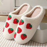 Comfortable Strawberry Themed Winter Cotton Slippers - Weriion