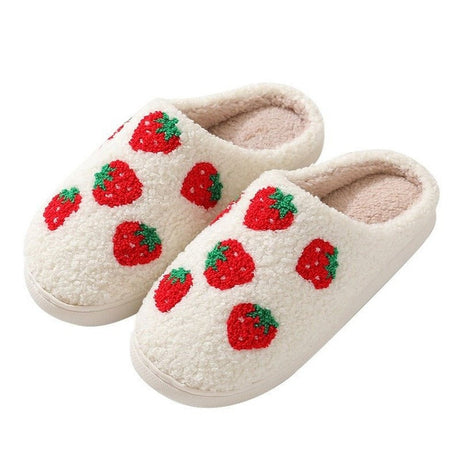 Comfortable Strawberry Themed Winter Cotton Slippers - Weriion