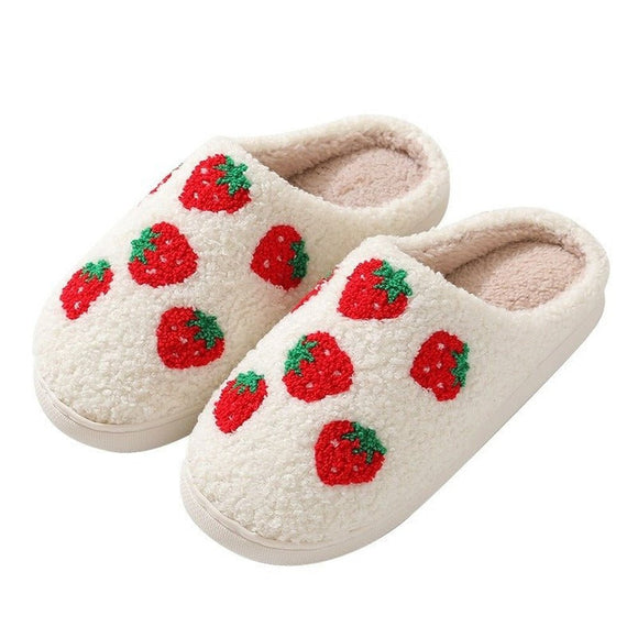 Comfortable Strawberry Themed Winter Cotton Slippers - Weriion