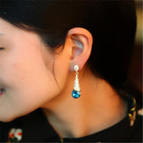 Crystal Teardrop-Shaped Earrings For Women - Weriion