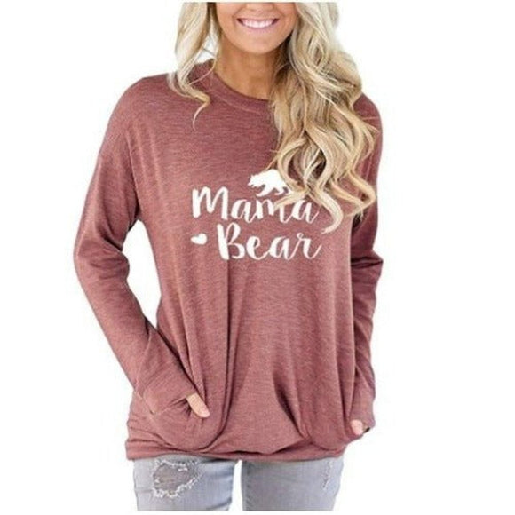 Cute Long Sleeve Mama Bear T-Shirt - Weriion