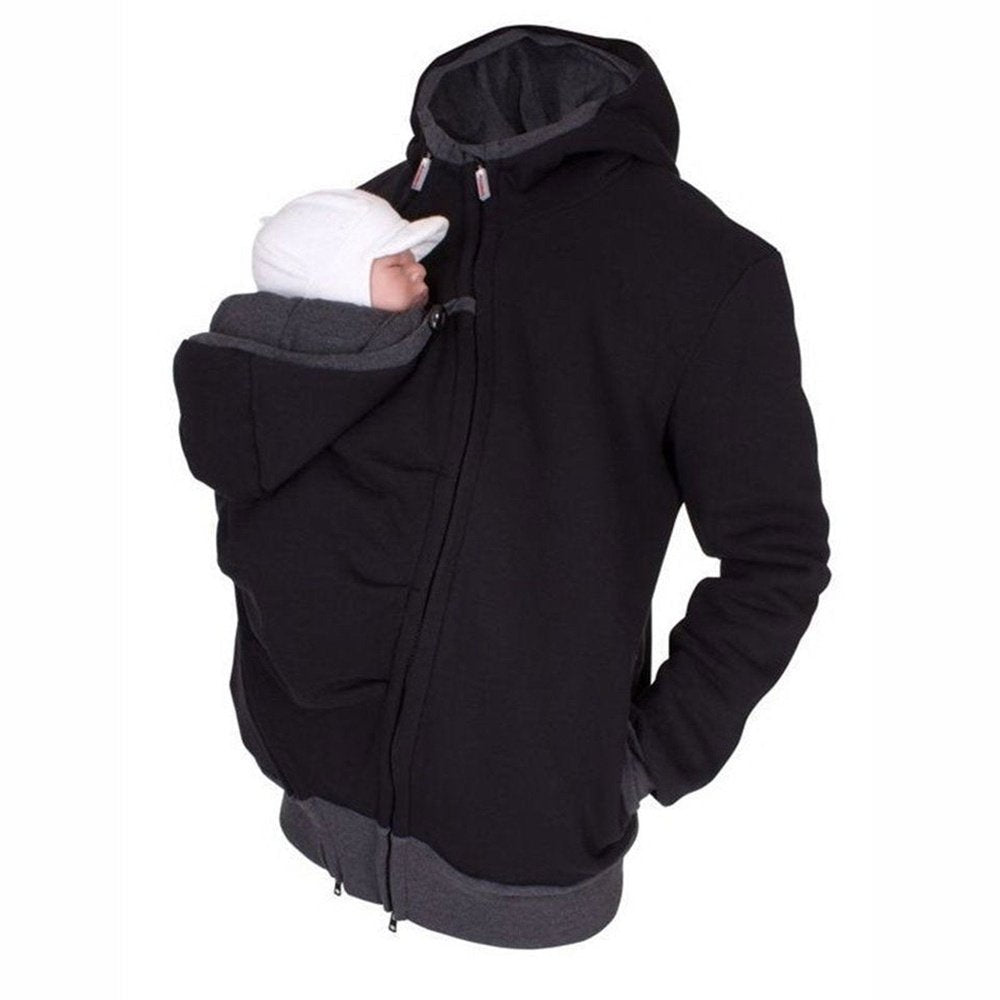 Dad & Mom Baby Carrier O-Neck Maternity Hoodie - Weriion