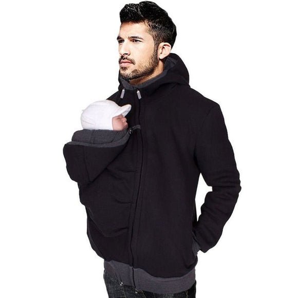 Dad & Mom Baby Carrier O-Neck Maternity Hoodie - Weriion
