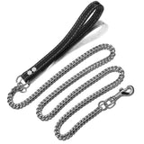 Dog Leash With PU Leather & Stainless Steel Chain - Weriion